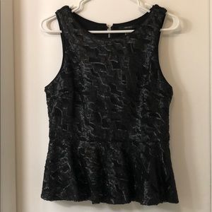 Forever 21 Black Sequined Zip Back Peplum Top